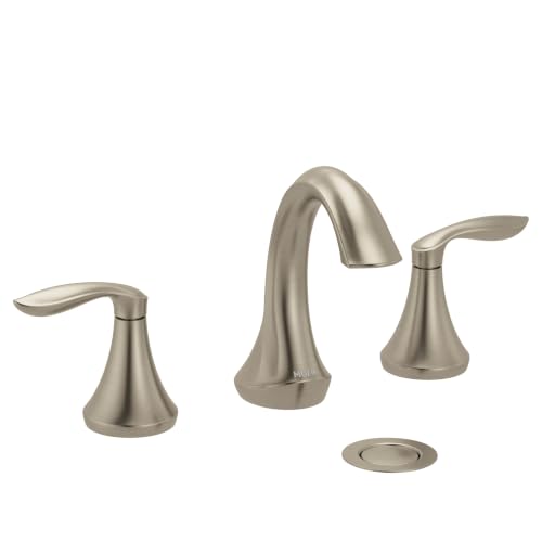 Moen Eva Brushed Nickel Two-Handle High Arc Widespread Bathroom Sink Faucet for 3-Hole Setups with Valve Included TV6420BN