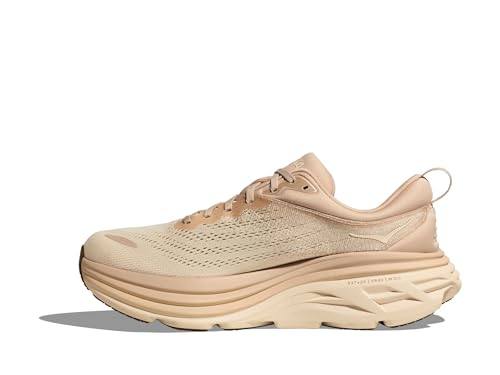 Hoka Men's Bondi 8 Sneaker, Shifting Sand/Vanilla, 134
