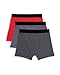 Calvin Klein Boys Performance Boxer Brief Underwear 3-Pack, Granite Gray Heather/Castle Rock/Red, Large