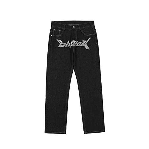 Uiciop Gothic Jeans Men's Hip Hop Jeans Fashion Print Casual Pants Harajuku Pants (Xl,X-Large) Black #TOP4