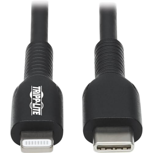 Image of Tripp Lite USB-C to Lightning Sync/Charge Cable (M/M), MFi Certified, Black, 9.8 ft. (M102-03M-BK)