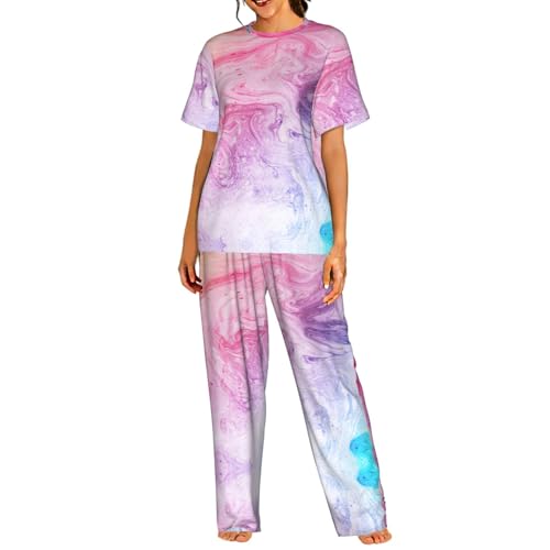 Pyjama confortable ensemble de détente femme marbré pastel