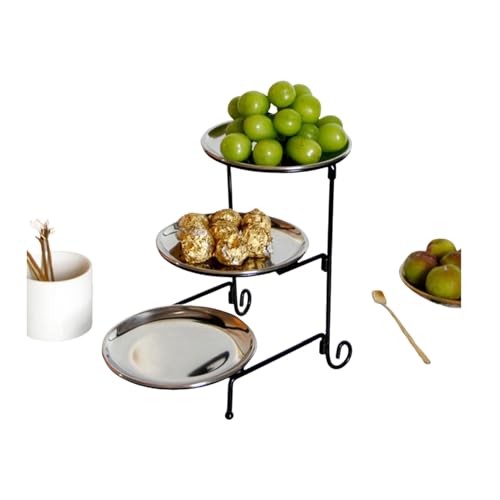 Beufee Tazón de frutas, cesta de frutas de 3 niveles para un soporte de exhibición de frutas de múltiples capas modernas, soporte de frutas para la encimera de la cocina soporte de fruta (Plateado)