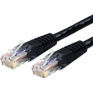 Image of StarTech 3ft CAT6 Ethernet Cable - Black CAT 6 Gigabit Ethernet Wire -250Mhz 100W PoE RJ45 UTP Molded Network Patch Cord with Strain Relief (C6PATCH3BK) | 250MHz bandwidth, Gold-plated RJ45, Patch Cable, Ethernet Cord, UTP Molded Network, Strain Relief, 10Gbps speeds