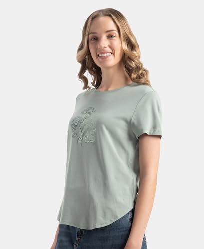 Image of Jockey IW31 Women Micro Modal Fiber Elastane Stretch Relaxed Fit Graphic Print Round Neck Half Sleeve T-Shirt with Curved Hem Styling (Prints May Vary)