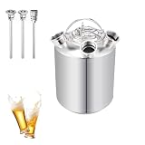 Hocomay 10L Bier Reinigungsfass Edelstahl, 3 Kopf ReinigungsbehäLter mit Deckel und Keg-Spießen A,A,S, Bier-Reinigungsfass für Hausbrauerei, Hotel-Bar, Pub