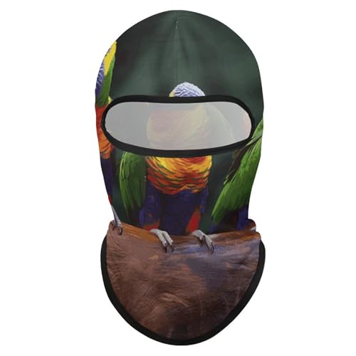 Balaclava para hombre y mujer, máscara para esquí con diseño de loros arcoíris, cubreboca completo para ciclismo miniatura 7