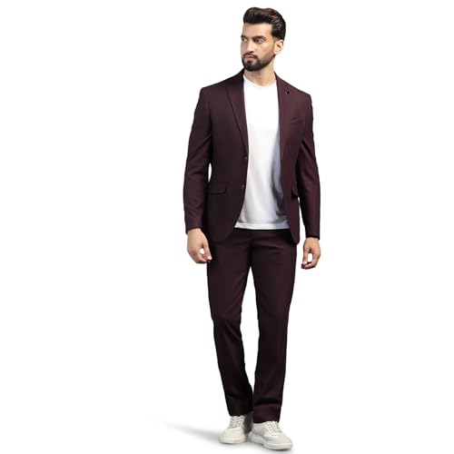 Image of Blackberrys Men Poly-Blend Textured Slim Fit Blue Suit
