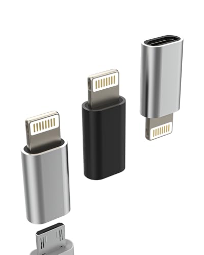 Adaptador Lightning (3 unidades) micro USB tuerca cable de carga a para Apple MFI Certified Teléfono Móvil Macho Conector para iPhone 14 13 Pro Max 7 8 Plus Charging Converter Android Hembra Data Sync