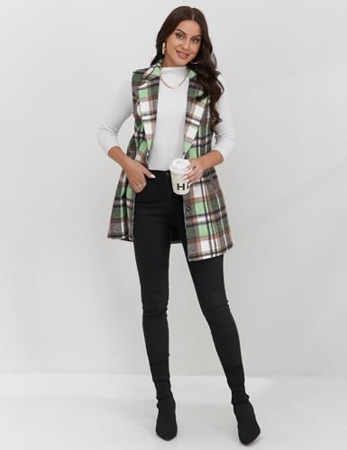 Image of IDEALSANXUN Plaid Vest for Women Fall Winter Sleeveless Blazer Jackets