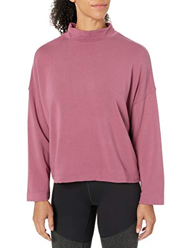 Amazon Brand - Core 10 Women's Cloud Soft Yoga Fleece Mock Dolman Sweatshirt, Rose , 2X
