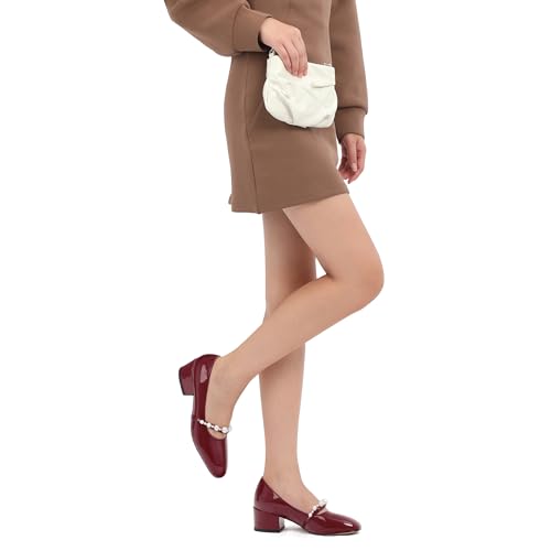 Cute Mary Jane Shoes for Women Chunky Heel Round Closed Toe Patent Pumps Casual Comfort Fashion Wedding Dress Shoes 2 Inch 6