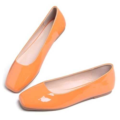 Image of ChaiRong Zhou Women Square Toe Ballets Flats Comfort Slip On Walking Shoes for Driving