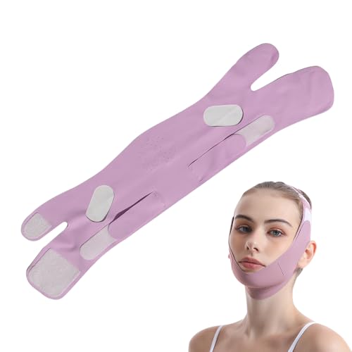 HIULLEN Mascarilla removedora de papada, mascarillas faciales en V, máscara de elevación de línea V, correa de barbilla reutilizable, máscara facial en V para doble mentón y piel facial flácida