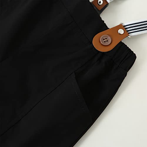 Soloyee Toddler Boy Clothes Suits Little Boy Summer Dress Short Sleeve Shirt + Bowtie + Suspender Pants Outfits Kid Gentleman Wedding Outfit Sets 1-5 Years #TOP6