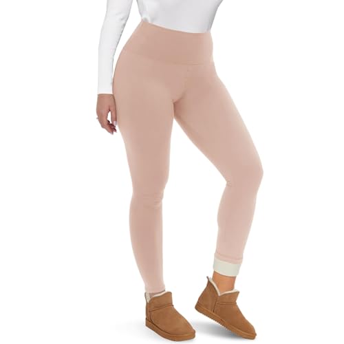 Image of CAMPSNAIL Fleece Lined Leggings Women - Thick Winter Thermal Warm Pants Beige Nude Medium