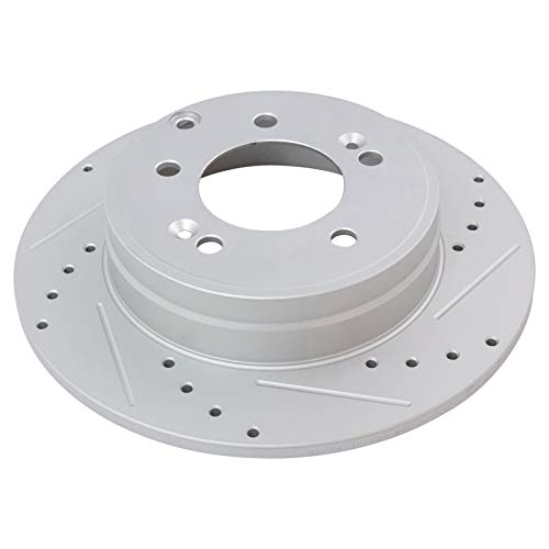 Image of TRQ Performance Rear Brake Pad and Rotor Set Semi Metallic G Coated Rotors Compatible with 2015 Hyundai Sonata 2014-2016 Kia Cadenza