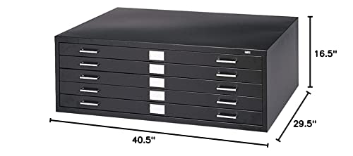 Safco Products Flat File For 36" W X 24" D Documents, 5-Drawer (Additional Options Sold Separately), Black #TOP2