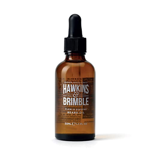 Hawkins & Brimble Beard Oil For Men Growth – Sandalwood Scent with Argan & Castor Oils, Shea Butter | Softens & Moisturizes, Promotes Healthy Beard Growth, 50ml