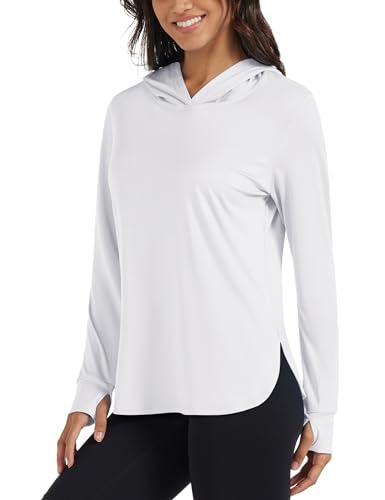 MAGCOMSEN Women's UPF 80+ Sun Protection Hoodie Long Sleeve Hiking Fishing Lightweight UV Rashguard with Thumb Hole