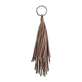 Sollarisy Tassels Keychain Car Circle Key Rings Fringe Handbag Backpack Charm Key Holder Birthday Gift for Girls,Brown, 21.5cm