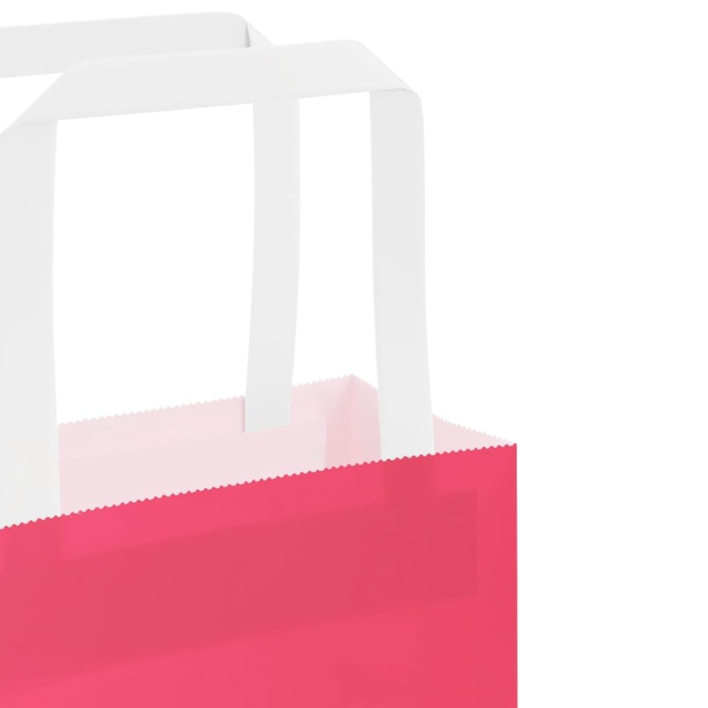 Papiertragetaschen Rosa 26x17x25 cm aus Kraftpapier mit Papierseilhenkeln 250 Stk. nachhaltige Geschenktüten für Geburtstag Hochzeit Party Kindergeburtstag Jubiläum