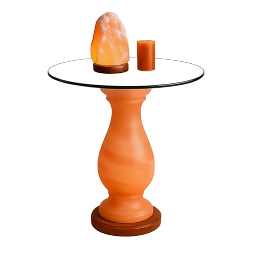 PSW Salt Coffee Table 19?H x 16?D Round Glass Top with Salt Lamp 6