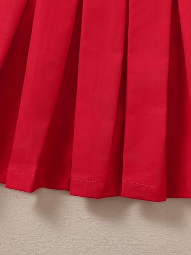 Image of Girls 2 Piece Outfit Preppy Strawberry Graphic Sleeveless Polo Shirt and Pleated Skirt Set with Crossbody Bag