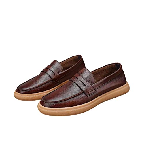 Men's Slip-on Shoe Classic Lightweight Sneaker Real Cowhide Leather Casual Shoes