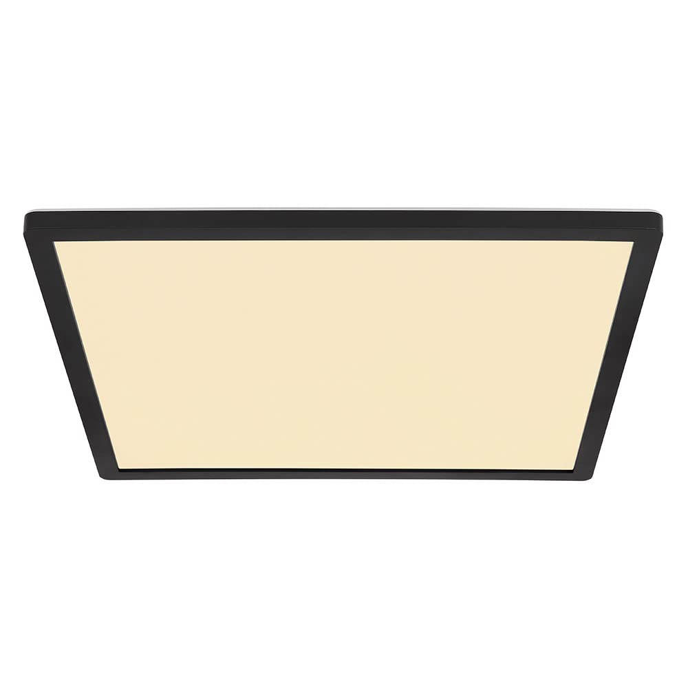 Badezimmer Lampe LED Deckenleuchte Deckenlampe IP44 LED Panel, dimmbar 3 Stufen über Wandschalter, Backlight, schwarz, 24W 2300Lm warmweiß, LxH 42x2,5 cm
