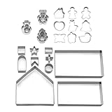 JINQIGG 28 Stück Weihnachtsplätzchen, Edelstahl, Backwerkzeug für Lebkuchen, Hausherstellung, spülmaschinenfest, mit Aufbewahrungslösung, Weihnachtsplätzchen, Edelstahl