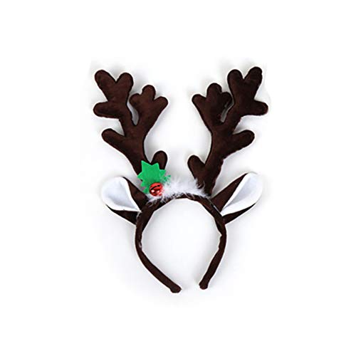 Café Oscuro De Navidad Cornamenta Cinta De Cabeza De Cuerno De Reno Diadema con Orejas De La Cornamenta De Navidad, Gorros Traje De La Navidad Ciervos Sombreros del Partido para La Fiesta De Pascua