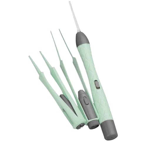 LEDライト付 耳かき ピンセット USB充電式 みみかき 耳掃除 鼻くそ取りピンセット 耳かきセット ライト付耳かき子供お年寄り鼻洗浄ピンセット 家庭用 はっきり見える 携帯便利 ライトグリーン