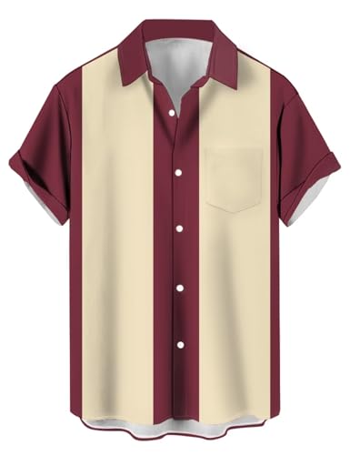 Camisa de Bowling Vintage para Hombre 1950s Estilo Retro