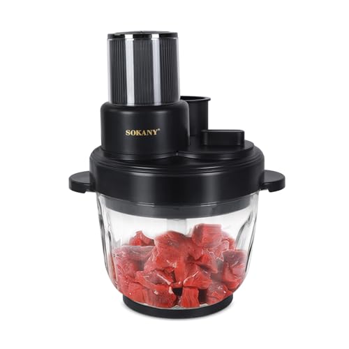 Hoapin Procesador de Alimentos 3 en 1, Picadora de Cocina Eléctrica con Bol de Vidrio de 3L, Batidora Amasadora, Cortadora de Verduras, Picadora de Carne 1000W para Zanahoria Verduras Frutas