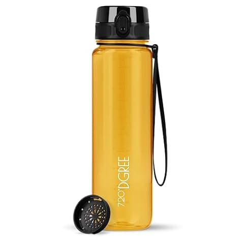 720°DGREE Butelka do picia 1l "uberBottle" crystalClear +Sitko - Bez BPA - Butelka na wodę na uczelnię, pracę, fitness, rower, na zewnątrz - Butelka sportowa z Tritan - Lekka, odporna na wstrząsy