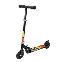 ATOM Inline Childrens Scooters | Kids Push Scooter With Adjustable Handle Height | Easy Foldable Kids' Scooter For Boys And Girls| Kick Scooter | Ages 5-12 (Black Flames)