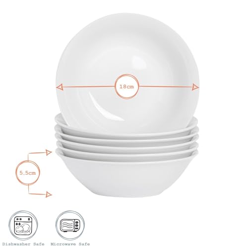 Argon Tableware 12x White Cereal Bowls 18cm (7") - Classic Breakfast, Soup, Ramen & Dessert Bowls - Durable Everyday Crockery for Home & Restaurants - Microwave & Dishwasher Safe - Image 4
