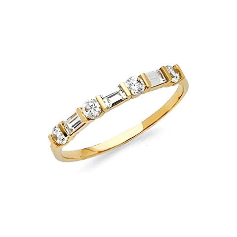 Sonia Jewels 14k Yellow Gold Ring Cubic Zirconia CZ Ladies Anniversary Wedding Band Size 7 Cover