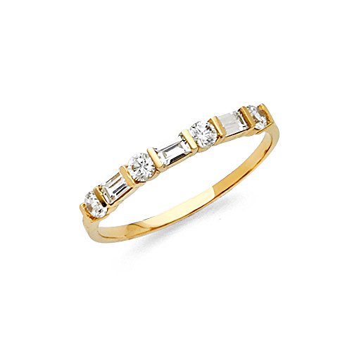 Sonia Jewels 14k Yellow Gold Ring Cubic Zirconia CZ Ladies Anniversary Wedding Band