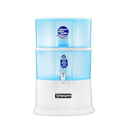 Image of Ruiquan 20L Gravity Water Purifier with Mineral Pot | UF Filter, Non-Electric | Stylish White Design for Office & Home Gravity-Based UF Filter for Clean, Safe Drinking Water