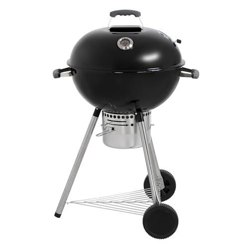 LITTLE BALANCE 3052, Baroud'Fire 570, Barbacoa de carbón, con tapa y ruedas, 2 rejillas de acero inoxidable, termómetro, bandeja para cenizas extraíble, Ø 54 cm, 8-12 personas, acero esmaltado