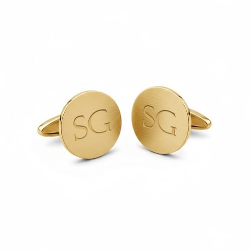 Mancuernillas de oro para boda personalizadas para hombre miniatura 1