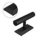 MOOCA Black Deluxe PU Faux Leather Jewelry Holder Organizer, Wooden Bracelet Holder Stand, T-Bar Display Stand, Jewelry Organizer Stand for Bracelets, Bangles, and Watches
