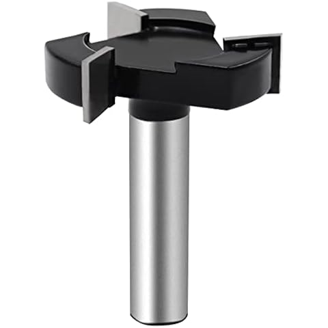Black 1/2 inch Shank Spoilboard Surfacing Router Bit, 3 Grooves 2 inch Cutting Diameter, Woodworking Tools Fit for Flat Plate Flattening and Planing K-004-1/2x1/2 Cover