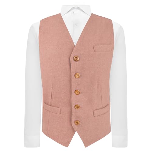 Gilet en laine rose saumon pour affiner la silhouette en tweed élégant