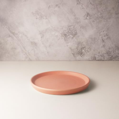 Image of Ceramic Qaurter Plates, 2 Pcs | Dessert Plate | Side Plate with Rim | Microwave, Oven Dishwasher Safe | Stoneware Set of 2 Quarter Plates | (Flamingo Pink, Side Plate)