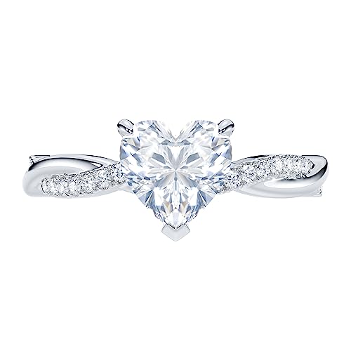 THELANDA Sterling Silver 4-Prong Petite Twisted Vine 1CT Heart-shaped Genuine Moissanite Engagement Ring Promise Bridal Ring2
