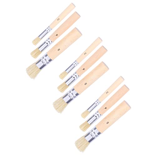 DIYEAH 1 Juego Pincel De Crayones Pinceles Acrilico Cepillos De Madera Plantillas Cepillo De Pintura De Plantilla De Madera Pincel De Plantilla De Cerdas Aluminio 3 Juegos