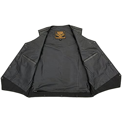 Image of Milwaukee Leather Men's Premium Leather Western Style V-Neck Motorcycle Rider Vest with Front Snap Closure |LKM|ML|SH